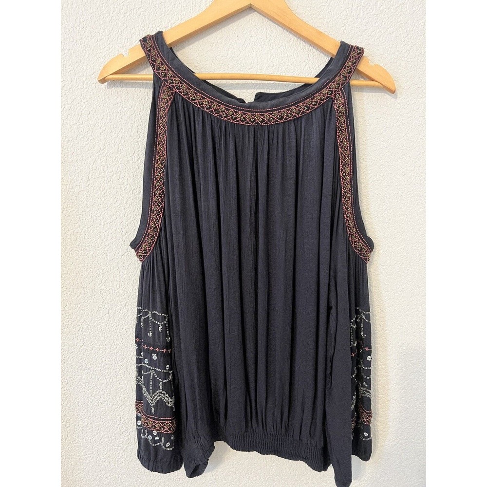 Ruby Yaya Embroidered Boho Shoulder Cutout Top Size M